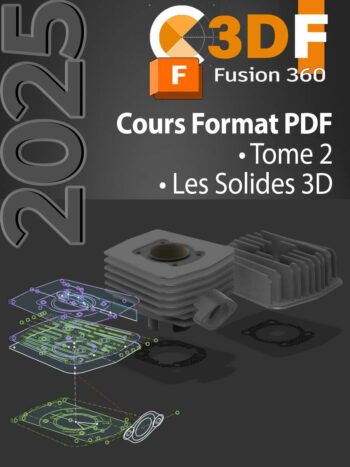 Aperçu du PDF Fusion 360 avec les solides 3D du cylindre, piston, bielle et vilebrequin